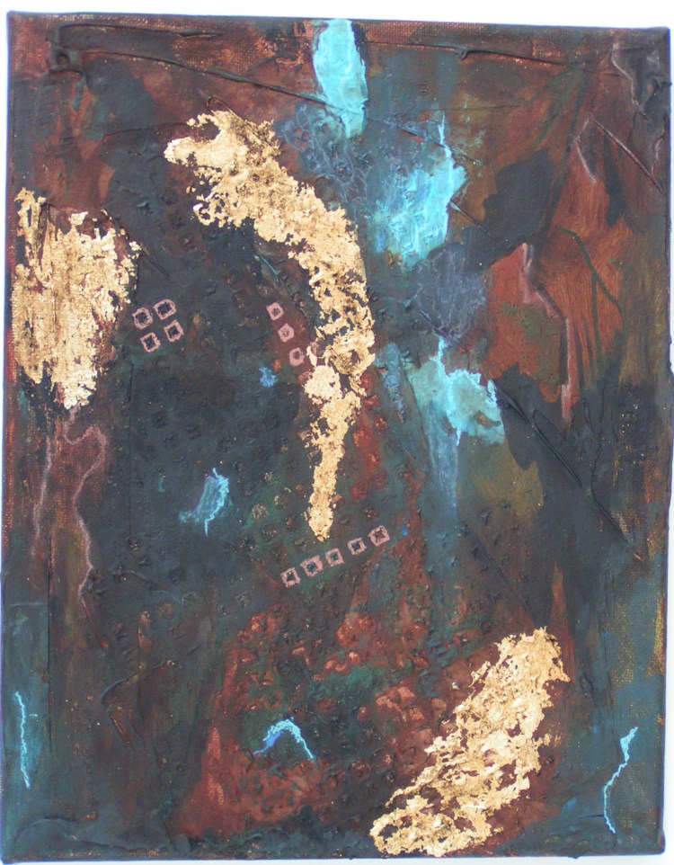 Turquoise and Brown Mixed Media