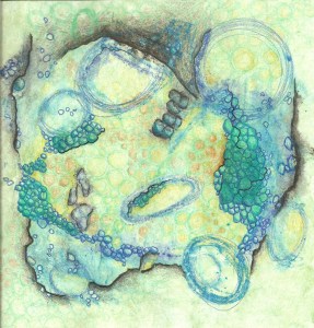 Sketchbook Blue Green Space Bubbles