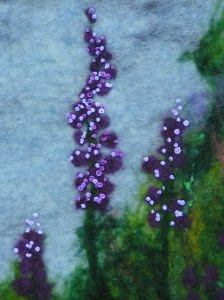 Close Up of Lupines with Stitching