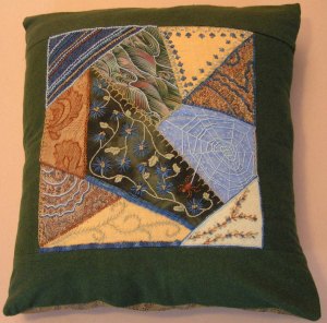 Finished Crazy Quilt Pillow