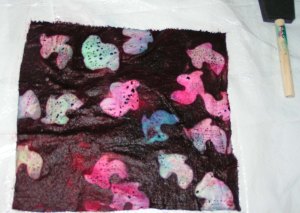 Soy Wax and Dye Applied to Multi Color Fabric