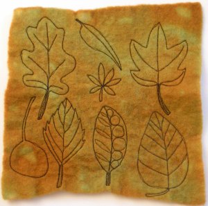 Stitched Leaves on Felt