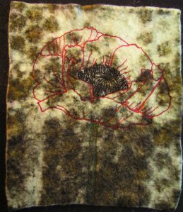 Poppy Stitched on Felt